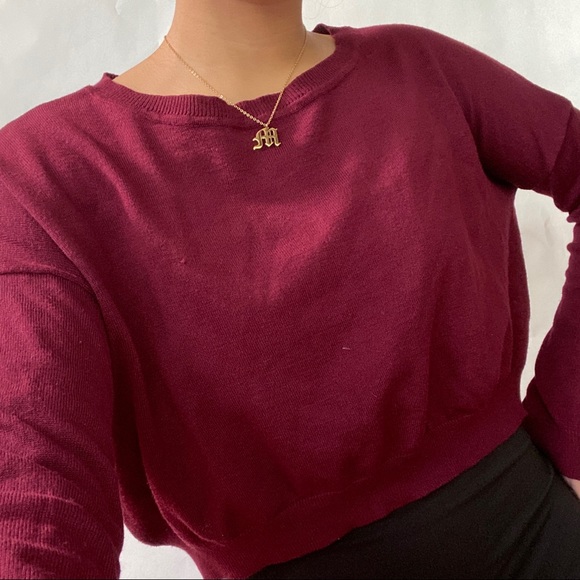 cropped long sleeve | burgundy / dark red / maroon - Picture 2 of 4